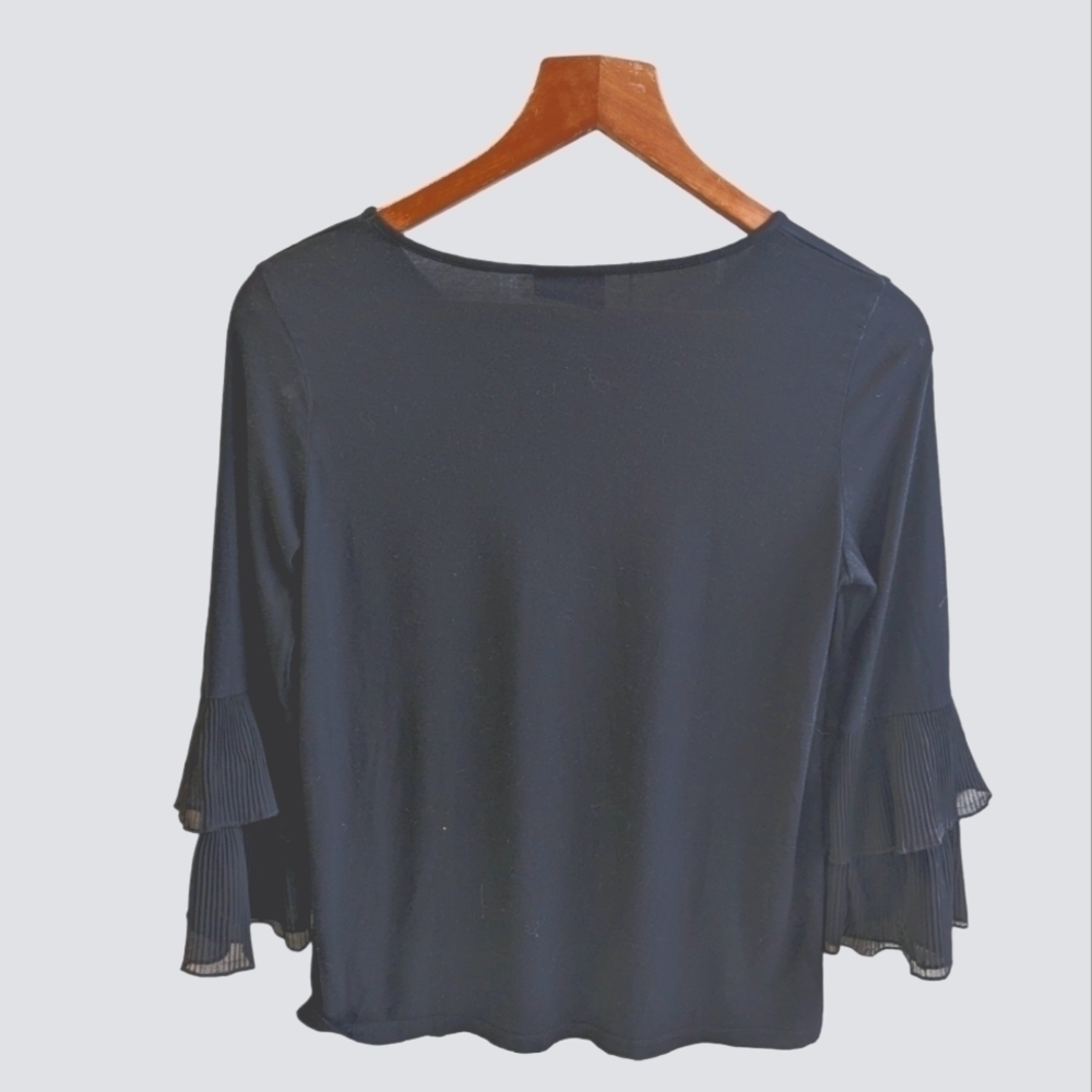 Kaffe Black shirt cotton spandex blend with teired tulip style sleeves. Size m